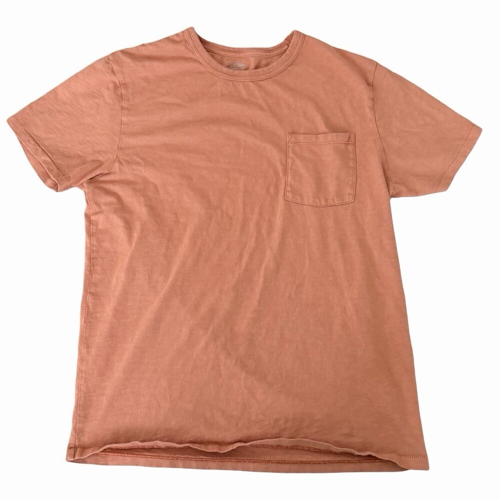 J. Crew Garment Dyed Slub Cotton Pocket T-Shirt Women’s Size M Coral Orange